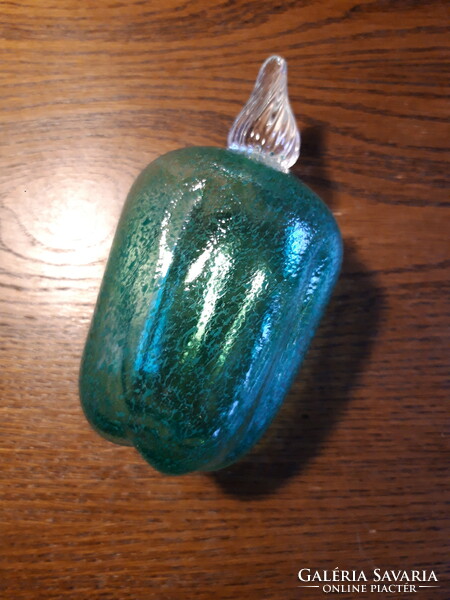 Large green blown glass pepper - decorative glass