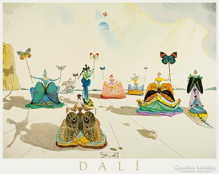 Salvador Dalí Ladies and Butterflies Art Poster Surrealist Butterfly Female Figure Dress Nature