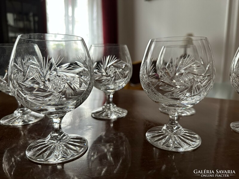 6 Cognac crystal glasses