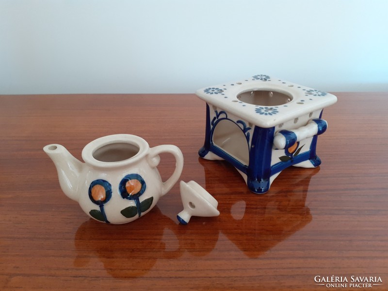 Vintage ceramic tea stove with oil evaporator candlestick