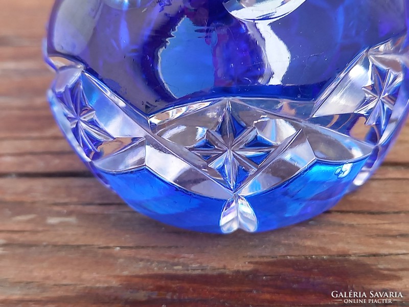 Old lead crystal mini vase_royal blue