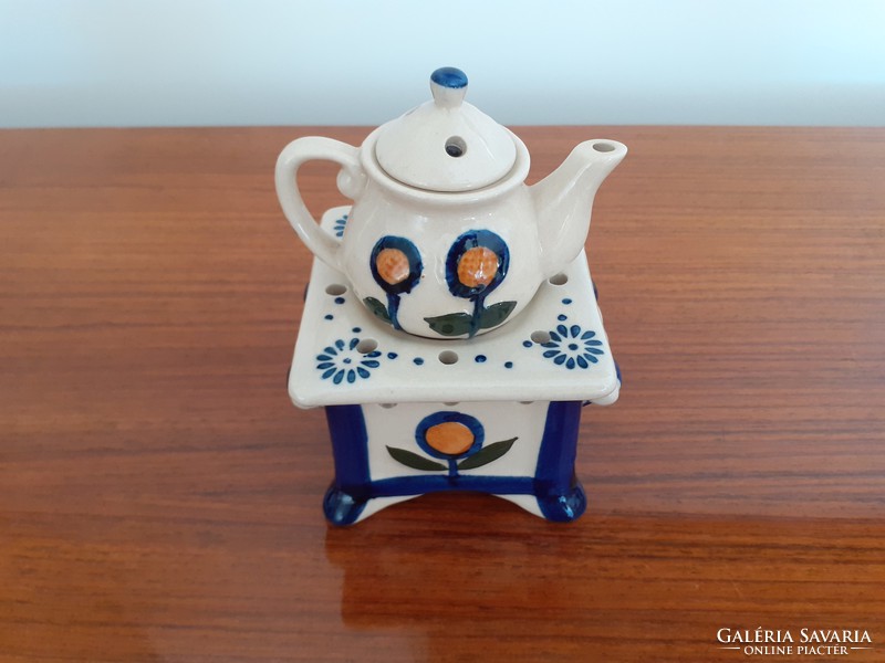 Vintage ceramic tea stove with oil evaporator candlestick