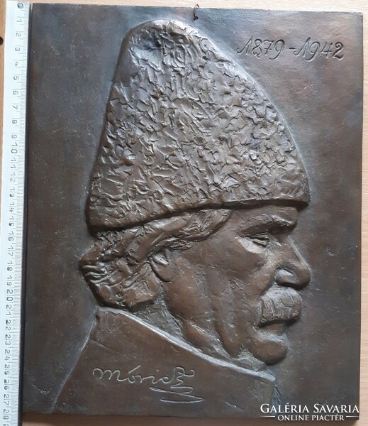 Árpád Somogyi: bronze relief by Zsigmond Móricz, 28 x 23 cm