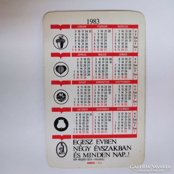 Báv card calendar 1983