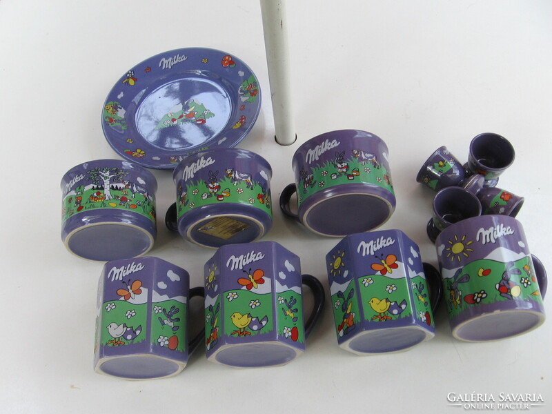 Lila milka Easter ceramic mugs, egg holders, plates by piece