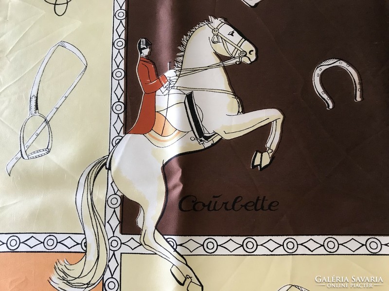 Bécsi kendő a spanyol lovasiskola motívumaival, 67 x 67 cm