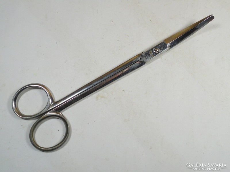 Old iron scissors bent with rs marking, surgeon's medical scissors - total length: 18 cm