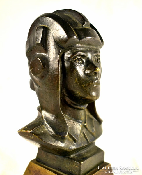 Circa 1950 Soviet soldier - tank driver bronze bust