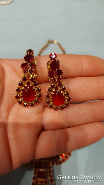 Vintage fire red jewelry set