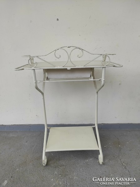 Antik fürdőszoba kórház orvos bútor mosdó asztal fehér fém mosakodó állvány 711 6837
