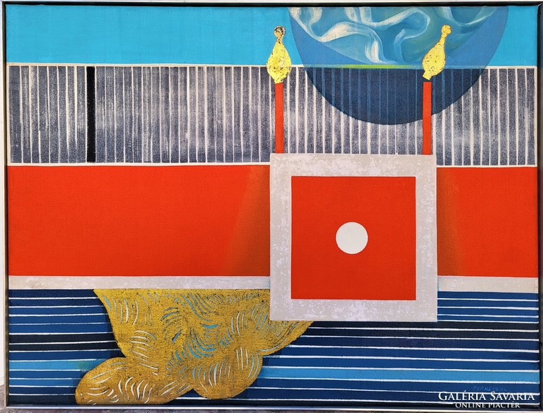 Perhács László (1922 - 1998) Menedék az Arénában c festménye 82x62cm Eredeti garanciával !
