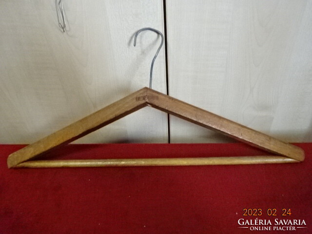 Solid, antique wooden hanger, pants with hanger, length 48 cm. Jokai.