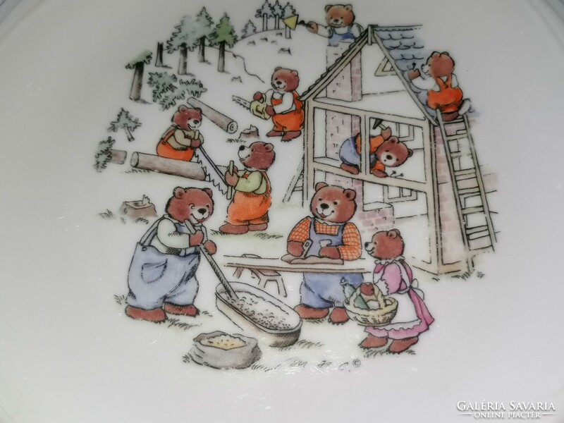Rare story plate, construction teddy bears