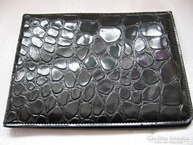 Black artificial leather ID, card holder