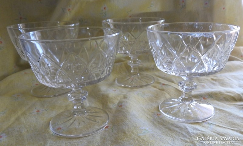 Set of 4 old stemmed glass glasses