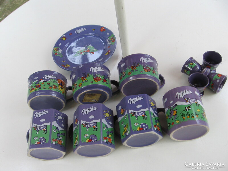 Lila milka Easter ceramic mugs, egg holders, plates by piece