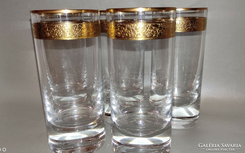 Vintage  Art Deco aranyozott MOSER pohár készlet 5 db-os jelzett eredeti hibátlan