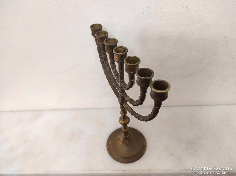Antik patinás sárgaréz menora menóra zsidó gyertyatartó 7 ágú réz gyertya tartó 329 6812
