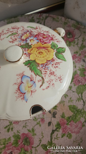 Antique English sauce bowl with lid