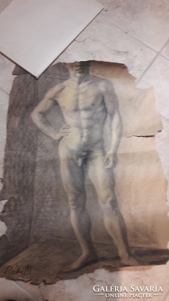 Matyás Réti male nude, pencil drawing, large size