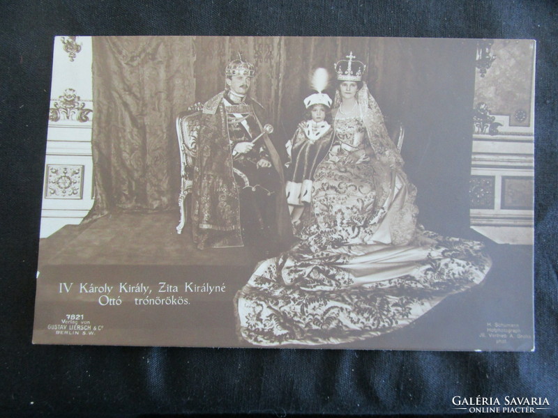 KORONÁZÁS BUDA 1916 IV: KÁROLY KIRÁLY KIRÁLYNÉ ZITA OTTÓ TRÓNÖRÖKÖS KORABELI FOTÓLAP Schumann fotó