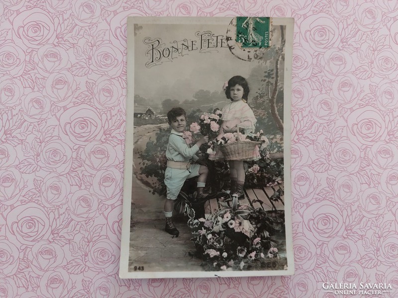 Old postcard children's photo postcard