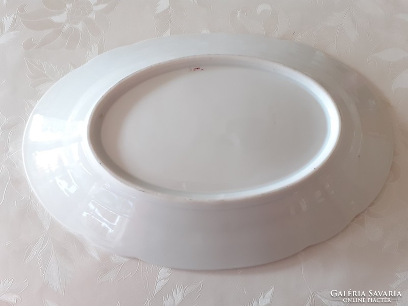 Régi virágmintás nagy porcelán tál ovális kínáló 28,5 cm