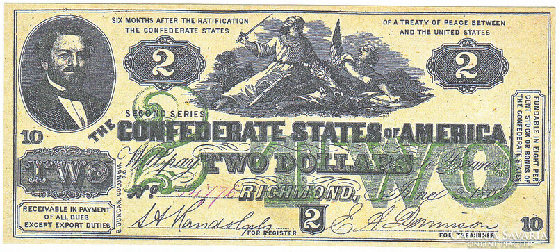 Confederate States $2 1862 Replica