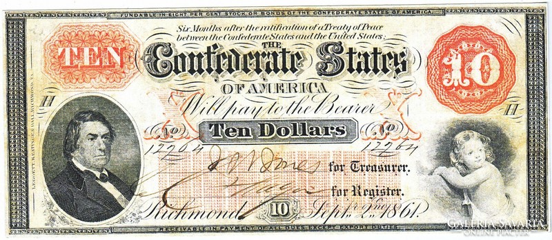 Confederate States $10 1861 Replica