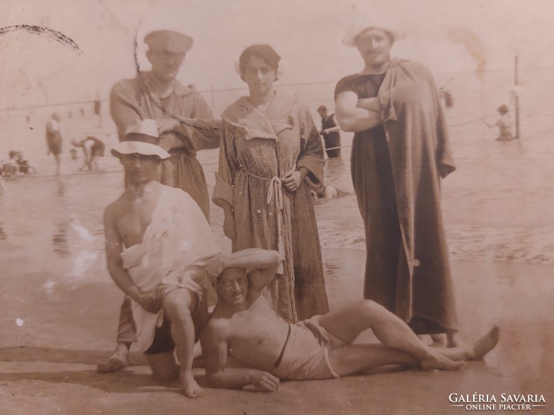 Old postcard 1912 photo postcard beach seaside lido