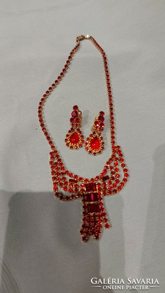 Vintage fire red jewelry set