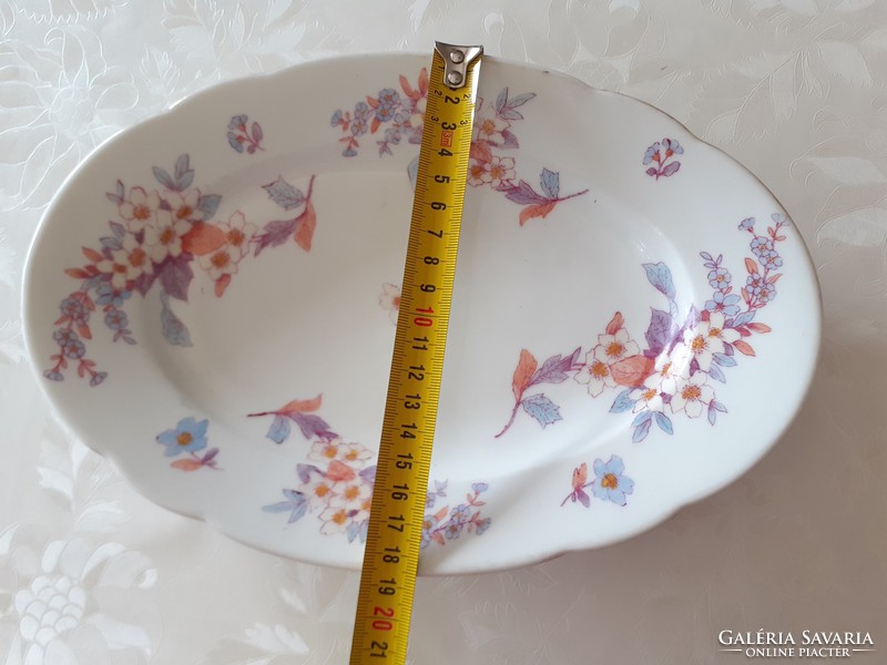 Régi virágmintás nagy porcelán tál ovális kínáló 28,5 cm