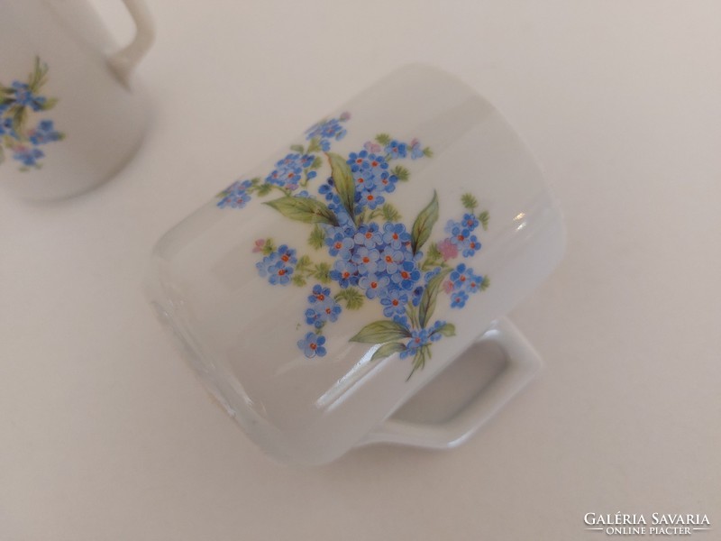 2 db régi Zsolnay porcelán bögre nefelejcs mintás teás csésze