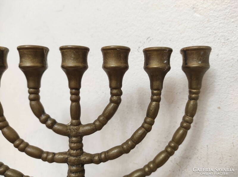 Antik patinás sárgaréz menora menóra zsidó gyertyatartó 7 ágú réz gyertya tartó 328 6813