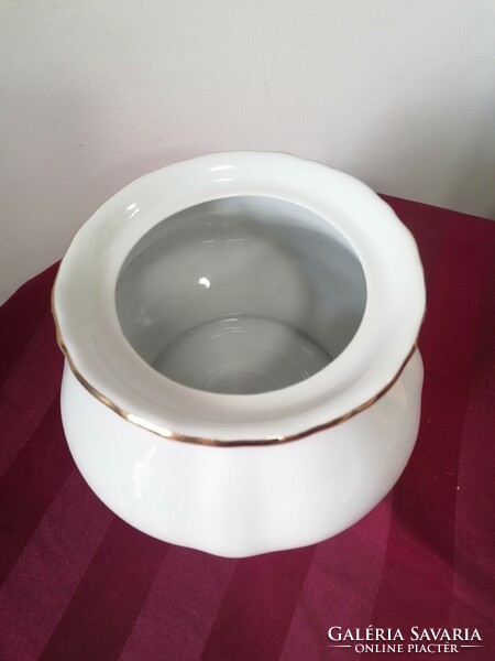 White porcelain soup bowl with gold decoration