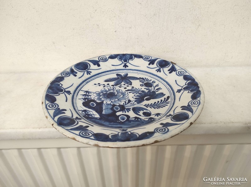 Antik delfti kék mintás porcelán tányér Delft 60 6797