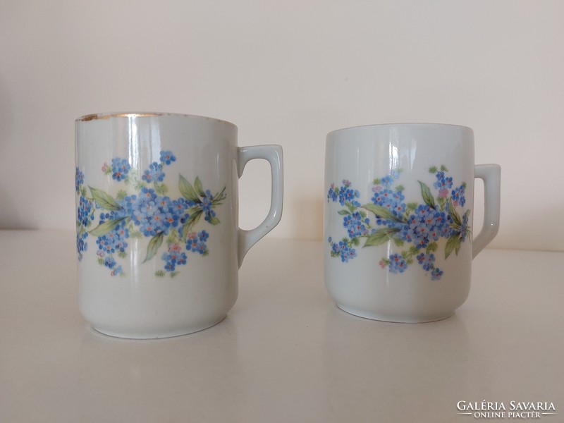 2 pcs old zsolnay porcelain mug with forget-me-not pattern tea cup