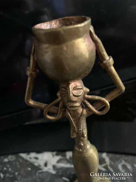 Copper candle holder with African figures