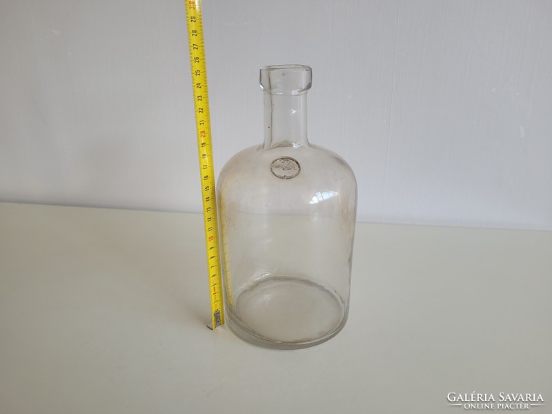 Old vintage 2 l concave bottom sealed huta glass bottle