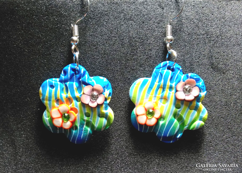 Cheerful, colorful, spring-like polymer clay flower earrings 380