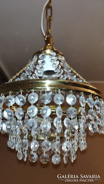 Old Czech basket crystal chandelier