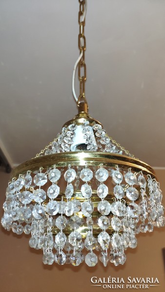 Old Czech basket crystal chandelier