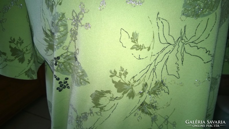 Apple green xl floral-leaf blouse-women's top - spring is coming