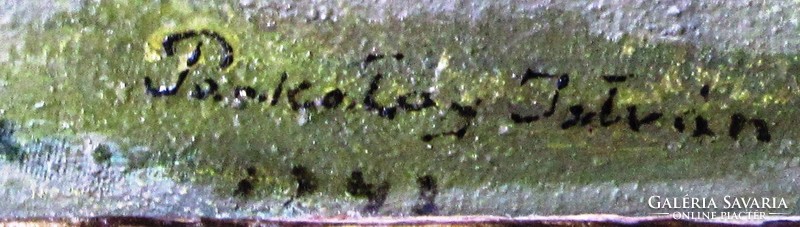 Régi olajfestmény juhászok vászon jelzett (naiv festő)
