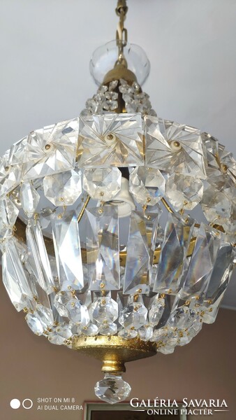 Fabulous Czech crystal chandelier with basket