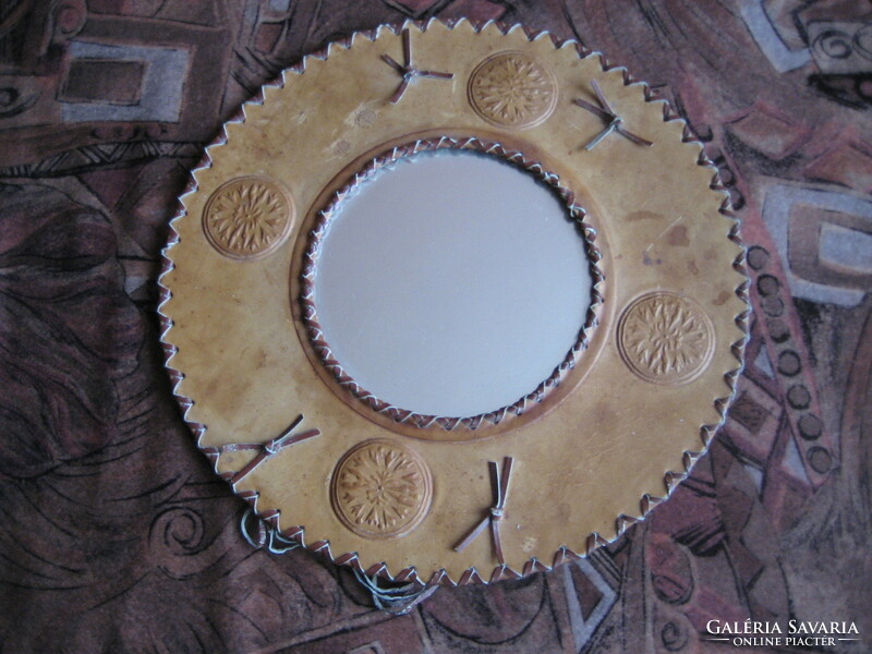 Antique leather framed mirror