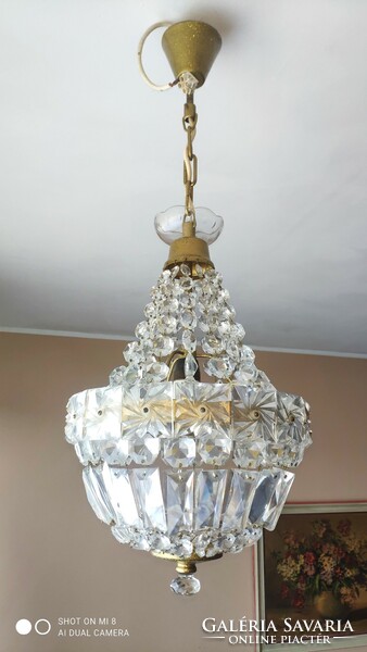 Fabulous Czech crystal chandelier with basket