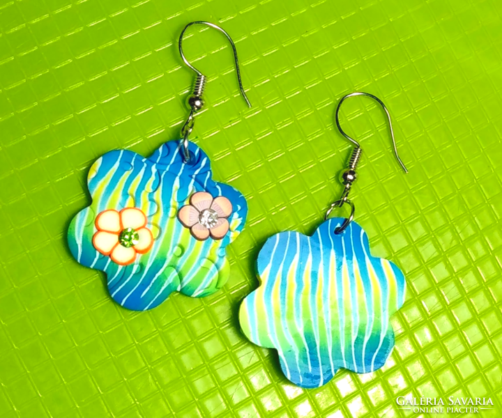 Cheerful, colorful, spring-like polymer clay flower earrings 380