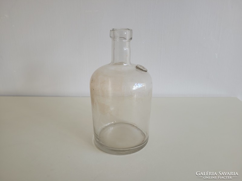 Old vintage 2 l concave bottom sealed huta glass bottle