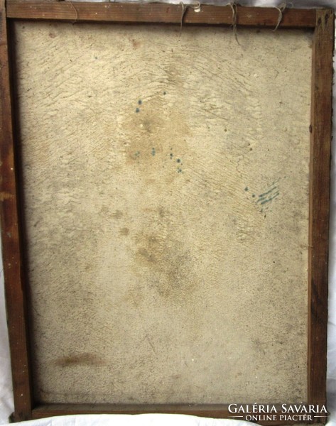 Szocreál olajfestmény, portré, vászon, jelztett, keret nélkül, 65 x 50 cm